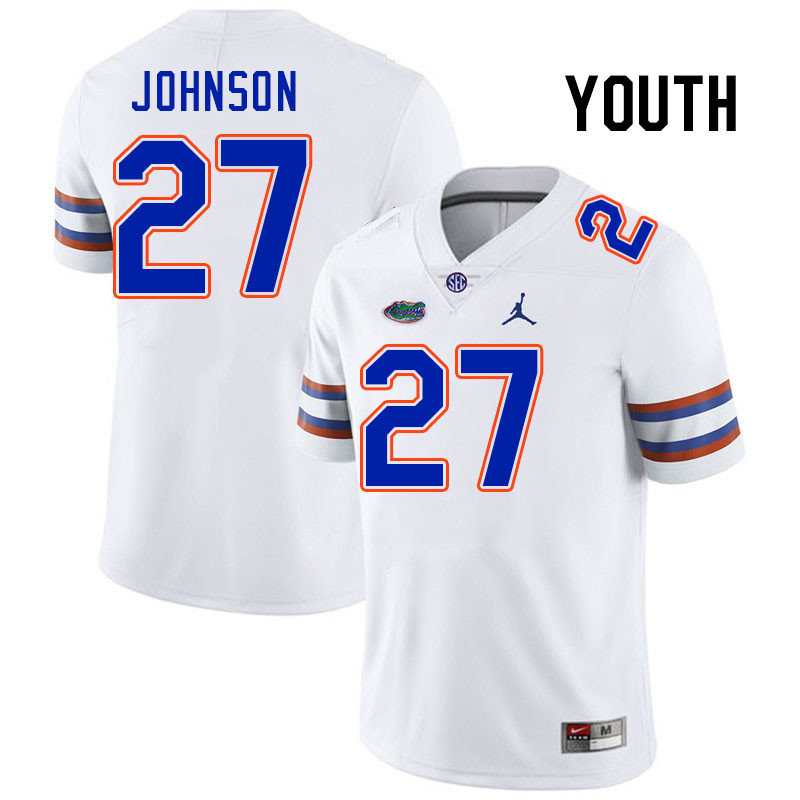 Youth #27 Dijon Johnson Florida Gators College Football Jerseys Stitched-White